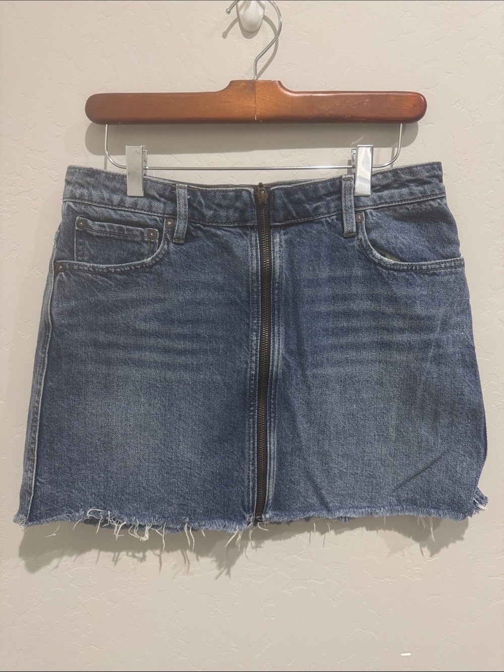 We The Free Denim Zip-Front Mini Skirt